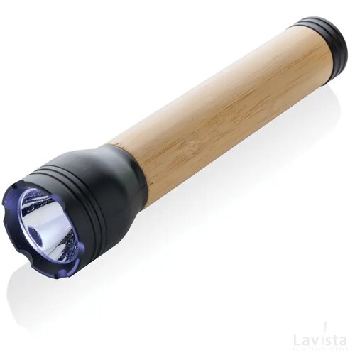 Lucid 5W zaklamp van RCS gerecycled plastic en bamboe zwart, bruin