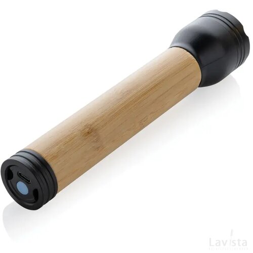Lucid 5W zaklamp van RCS gerecycled plastic en bamboe zwart, bruin