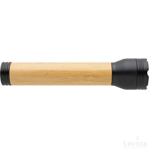 Lucid 5W zaklamp van RCS gerecycled plastic en bamboe zwart, bruin