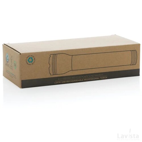 Lucid 5W zaklamp van RCS gerecycled plastic en bamboe zwart, bruin
