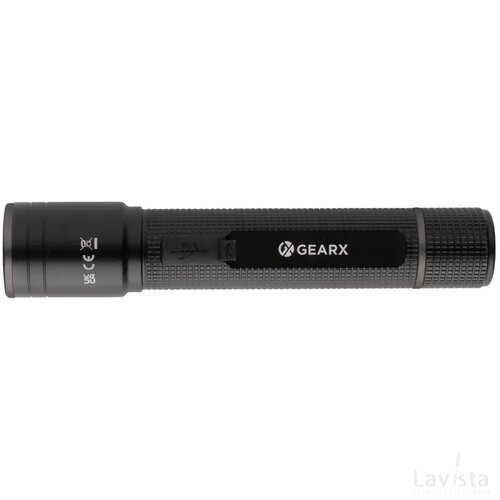 Gear X RCS gerecycled aluminium USB-oplaadbare zaklamp zwart