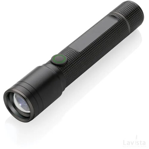 Gear X RCS gerecycled aluminium USB-oplaadbare zaklamp zwart