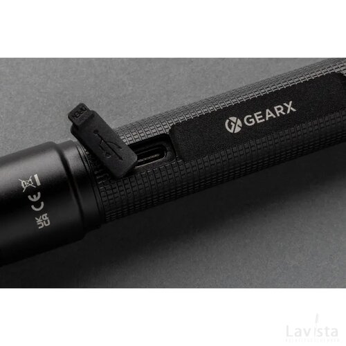 Gear X RCS gerecycled aluminium USB-oplaadbare zaklamp zwart