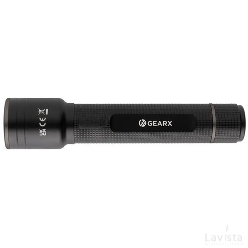 Gear X RCS gerecycled aluminium USB-oplaadbare zaklamp large zwart