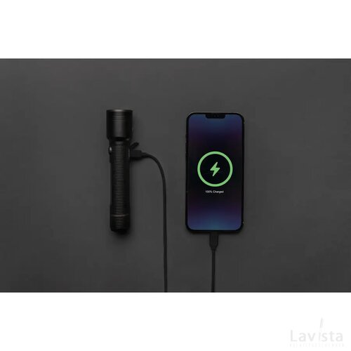 Gear X RCS gerecycled aluminium USB-oplaadbare zaklamp large zwart