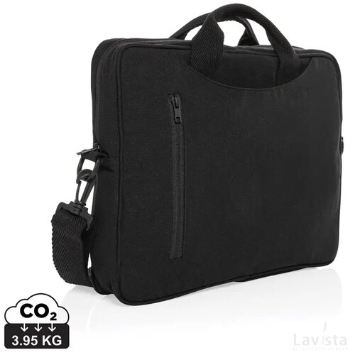 Laluka AWARE™ gerecyclede katoenen 15,4 inch laptoptas zwart