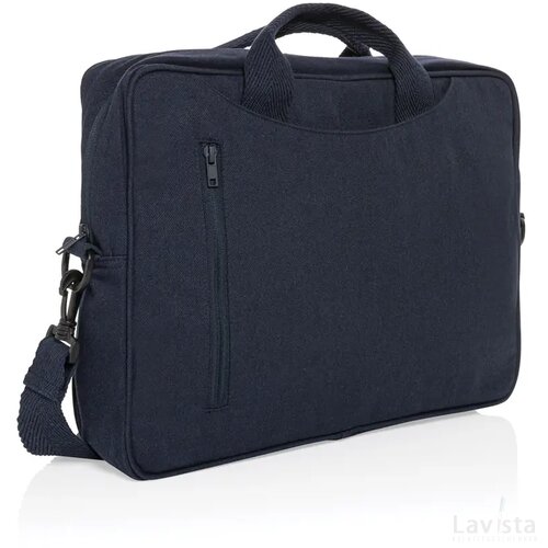Laluka AWARE™ gerecyclede katoenen 15,4 inch laptoptas donkerblauw