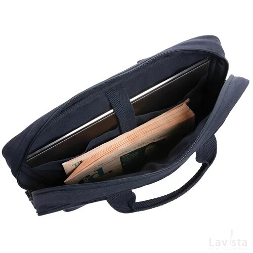 Laluka AWARE™ gerecyclede katoenen 15,4 inch laptoptas donkerblauw