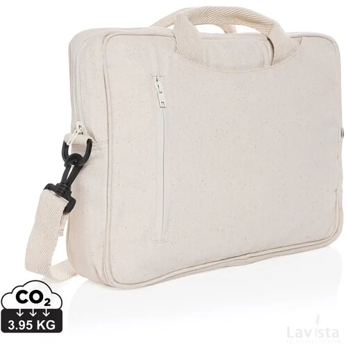 Laluka AWARE™ gerecyclede katoenen 15,4 inch laptoptas gebroken wit