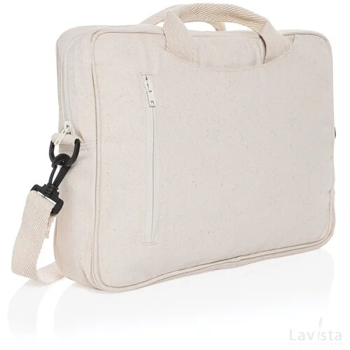 Laluka AWARE™ gerecyclede katoenen 15,4 inch laptoptas gebroken wit