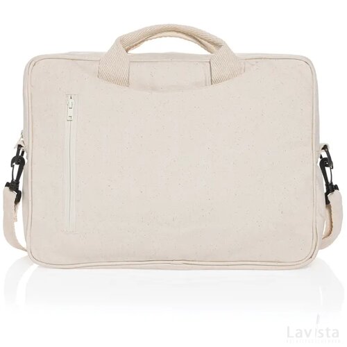 Laluka AWARE™ gerecyclede katoenen 15,4 inch laptoptas gebroken wit
