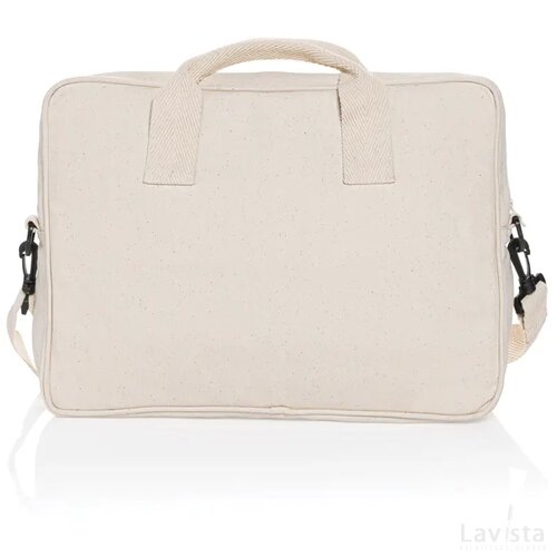 Laluka AWARE™ gerecyclede katoenen 15,4 inch laptoptas gebroken wit