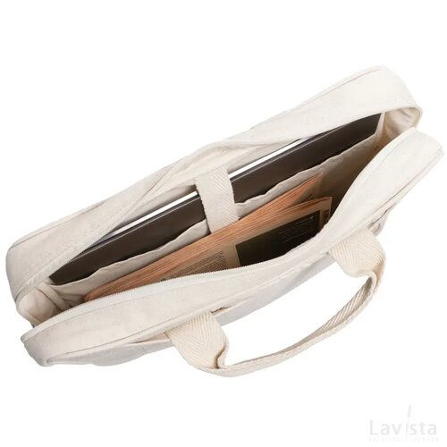 Laluka AWARE™ gerecyclede katoenen 15,4 inch laptoptas gebroken wit