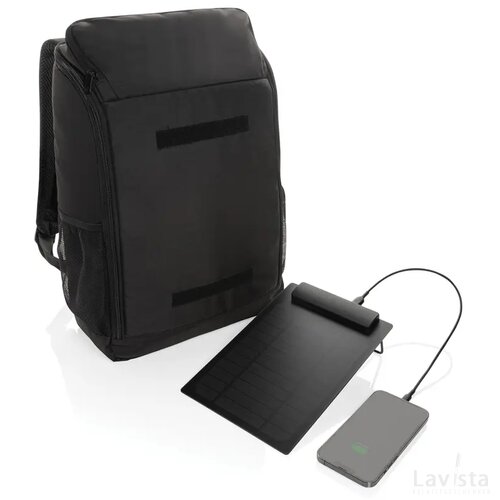 Pedro AWARE™ RPET deluxe rugzak met 5W solar panel zwart