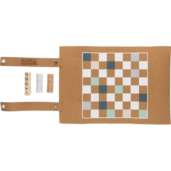 Britton kurk opvouwbare backgammon en damspel set bruin
