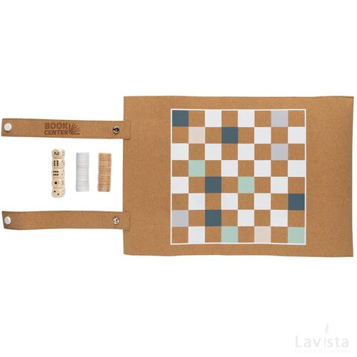 Britton kurk opvouwbare backgammon en damspel set bruin