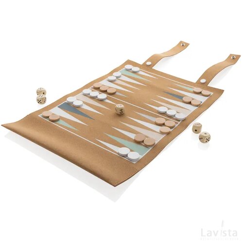 Britton kurk opvouwbare backgammon en damspel set bruin