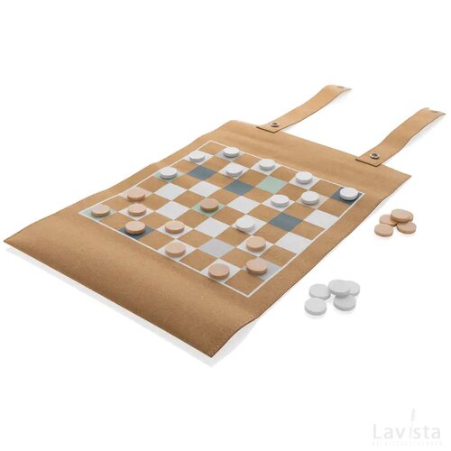 Britton kurk opvouwbare backgammon en damspel set bruin
