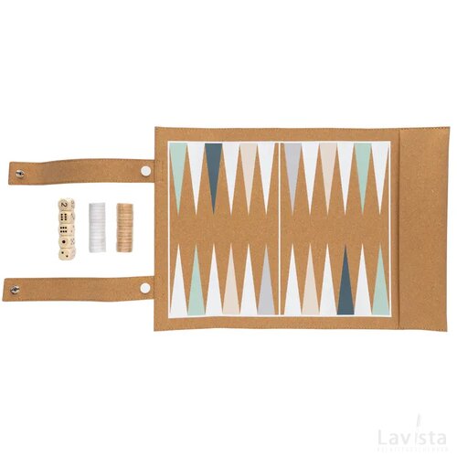 Britton kurk opvouwbare backgammon en damspel set bruin