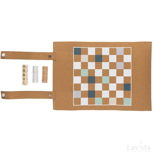 Britton kurk opvouwbare backgammon en damspel set bruin