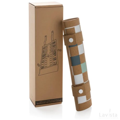 Britton kurk opvouwbare backgammon en damspel set bruin