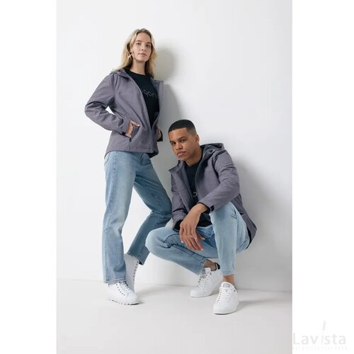 Iqoniq Makalu gerecycled polyester softshell jas vulcano heather grey