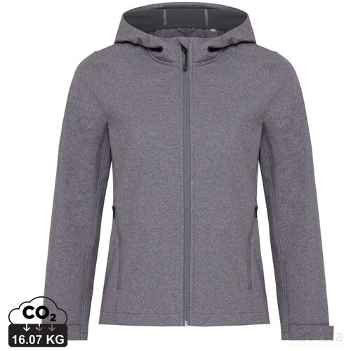 Iqoniq Makalu dames recycled polyester softshell jas vulcano heather grey