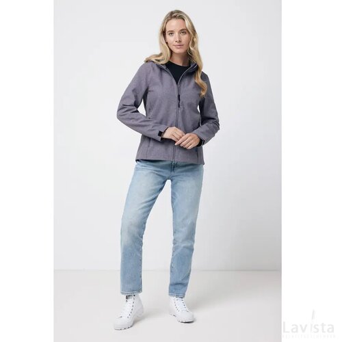 Iqoniq Makalu dames recycled polyester softshell jas vulcano heather grey