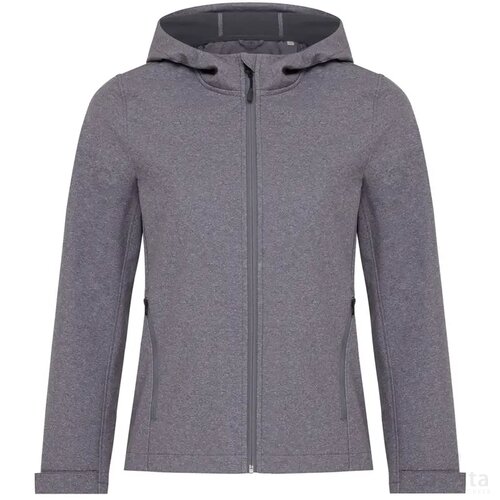 Iqoniq Makalu dames recycled polyester softshell jas vulcano heather grey
