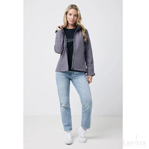 Iqoniq Makalu dames recycled polyester softshell jas vulcano heather grey
