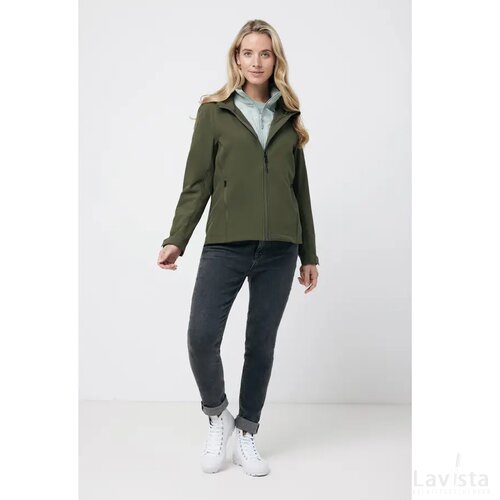 Iqoniq Makalu dames recycled polyester softshell jas khaki