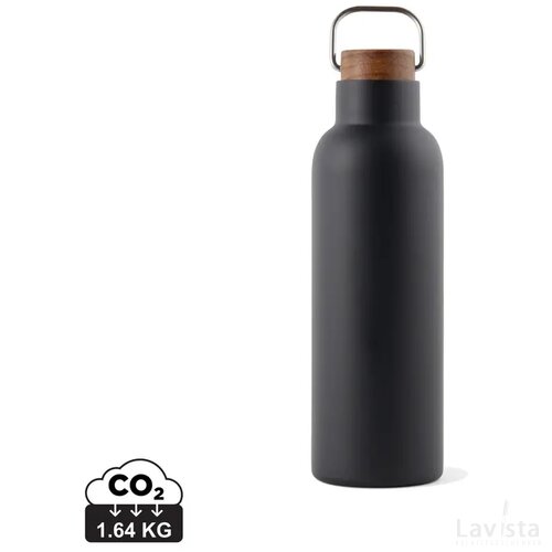 VINGA Ciro RCS gerecycled RVS vacuum fles 800ML zwart
