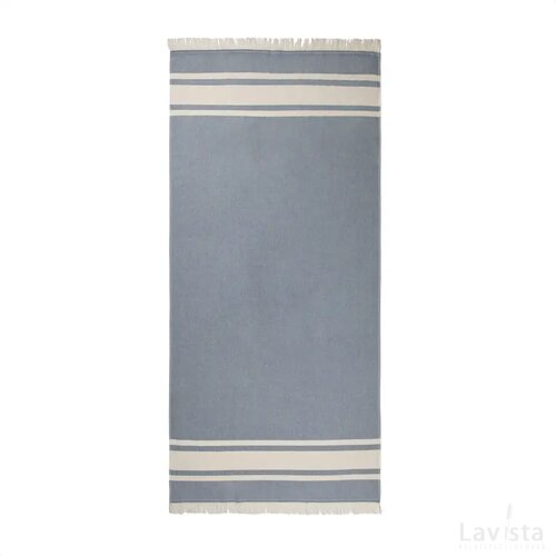 VINGA Tolo terry hamam handdoek donkerblauw, beige