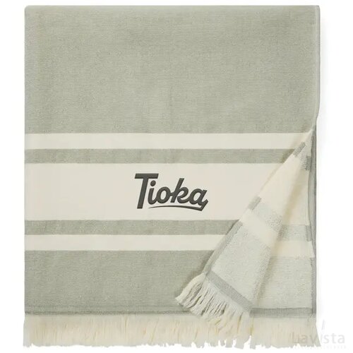 VINGA Tolo terry hamam handdoek groen, gebroken wit