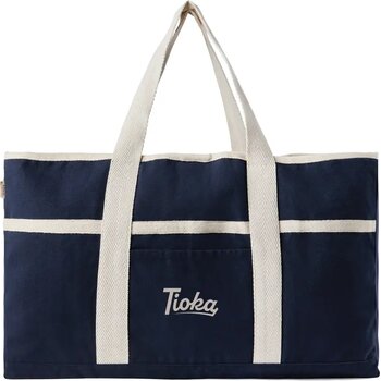 VINGA Volonne AWARE™ recycled canvas strandtas blauw, gebroken wit