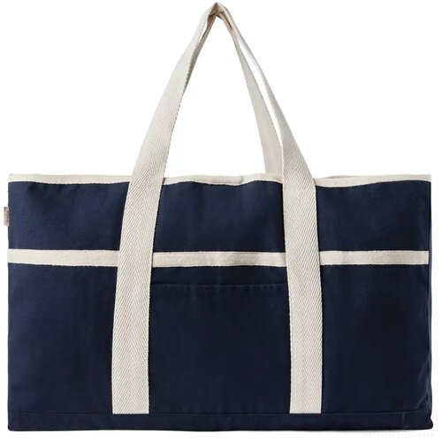VINGA Volonne AWARE™ recycled canvas strandtas blauw, gebroken wit