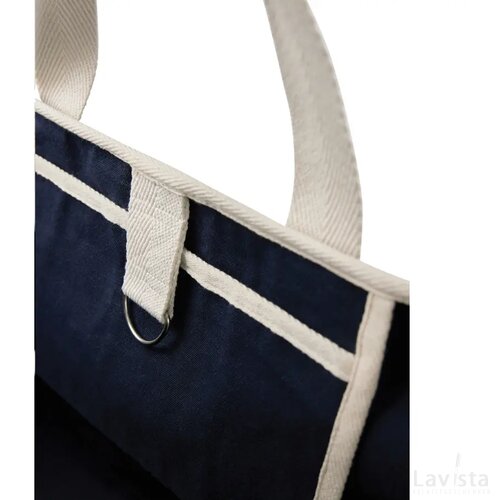 VINGA Volonne AWARE™ recycled canvas strandtas blauw, gebroken wit