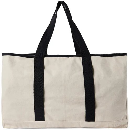 VINGA Volonne AWARE™ recycled canvas strandtas gebroken wit, zwart