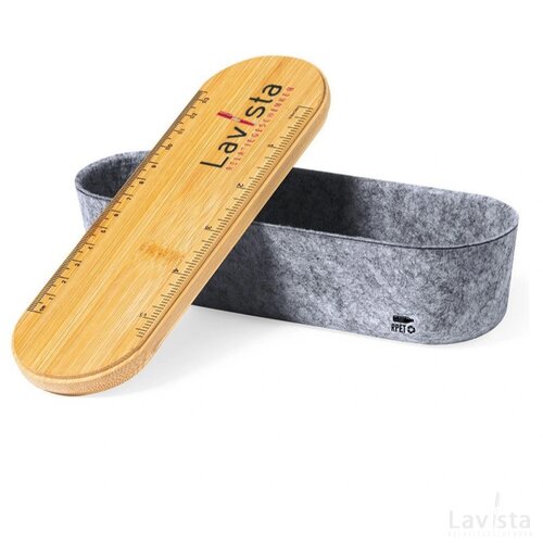 Rpet vilten etui met deksel Mile hout