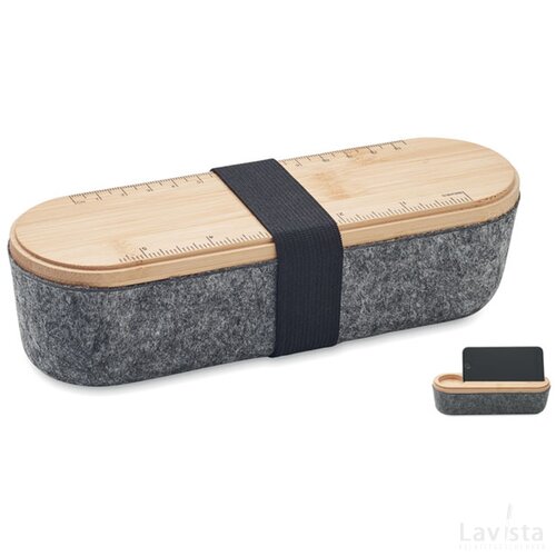 Rpet vilten etui met deksel Mile hout