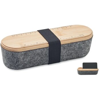 Rpet vilten etui met deksel Mile hout