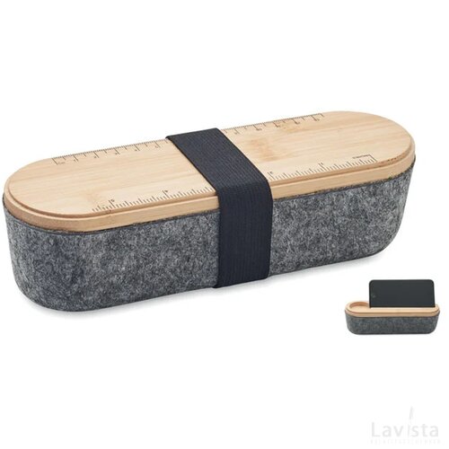 Rpet vilten etui met deksel Mile hout