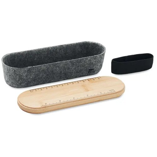 Rpet vilten etui met deksel Mile hout