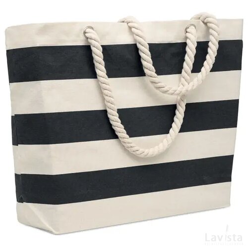 Katoenen strandtas 220 gr/m² Heaven stripe zwart