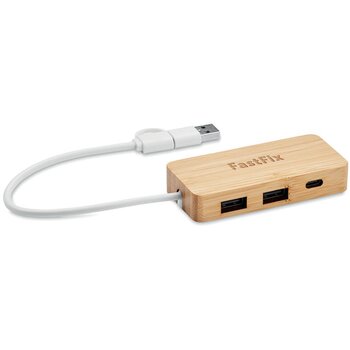 Bamboe USB hub Bruin