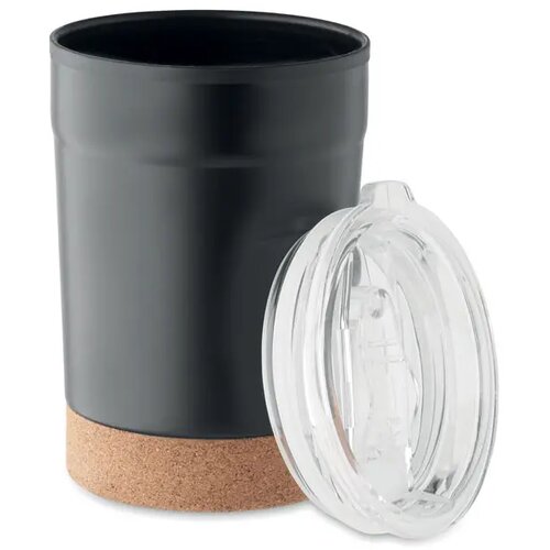 Thermosbeker met kurk onderkant Zwart 300 ml