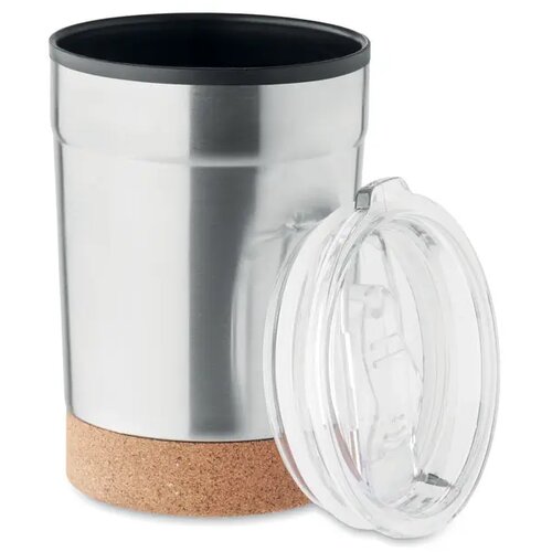 Thermosbeker met kurk onderkant Zilver 300 ml