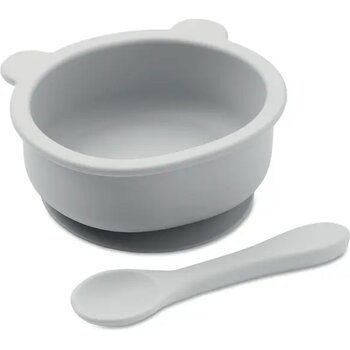Baby schaaltje met lepel Mymeal grijs