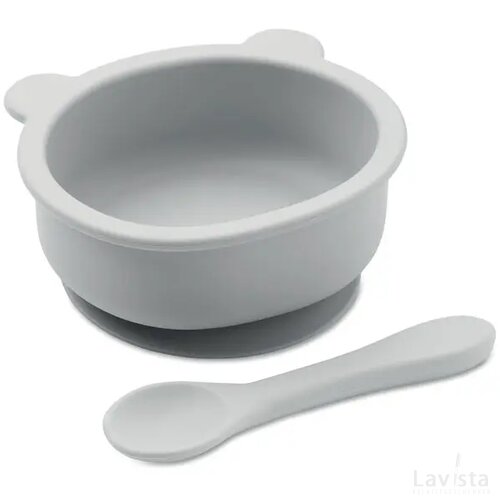Baby schaaltje met lepel Mymeal grijs