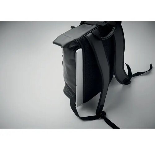 Laptop rolltop rugzak pu Bai roll zwart